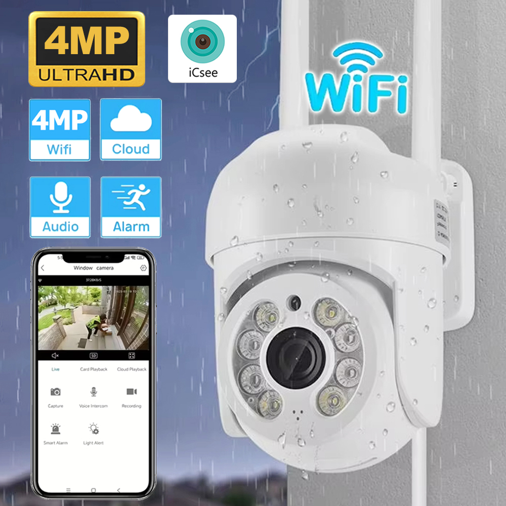Smart Home Cctv Camera - ICsee 4MP Kabellose PTZ-Sicherheitskamera - Outdoor
