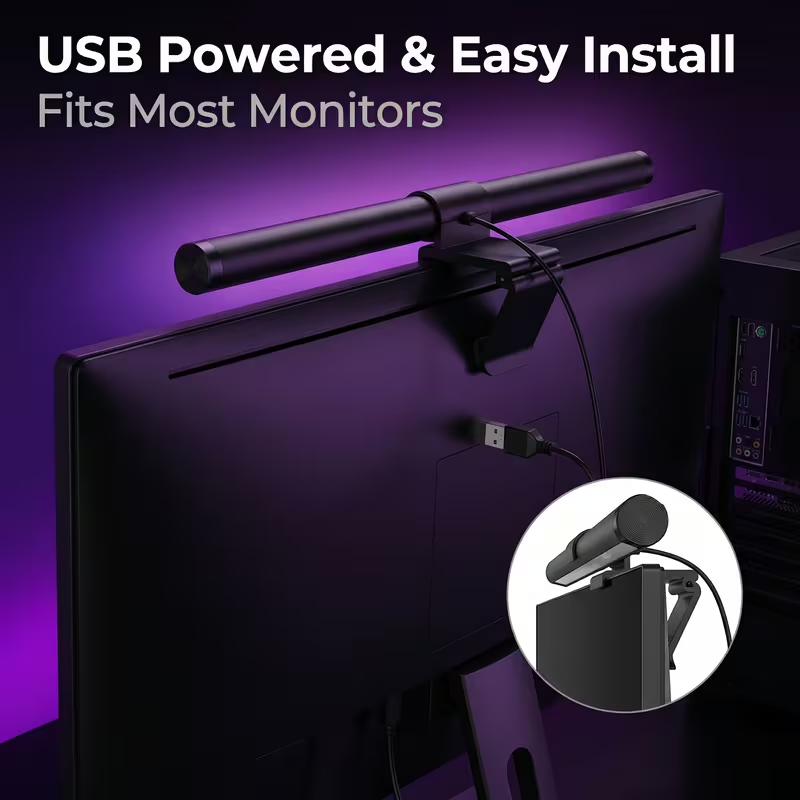Voice Control Light Bulb - LED-Monitorleuchte mit Fernbedienung Stufenlos Dimmbare Bildschirmleuchte