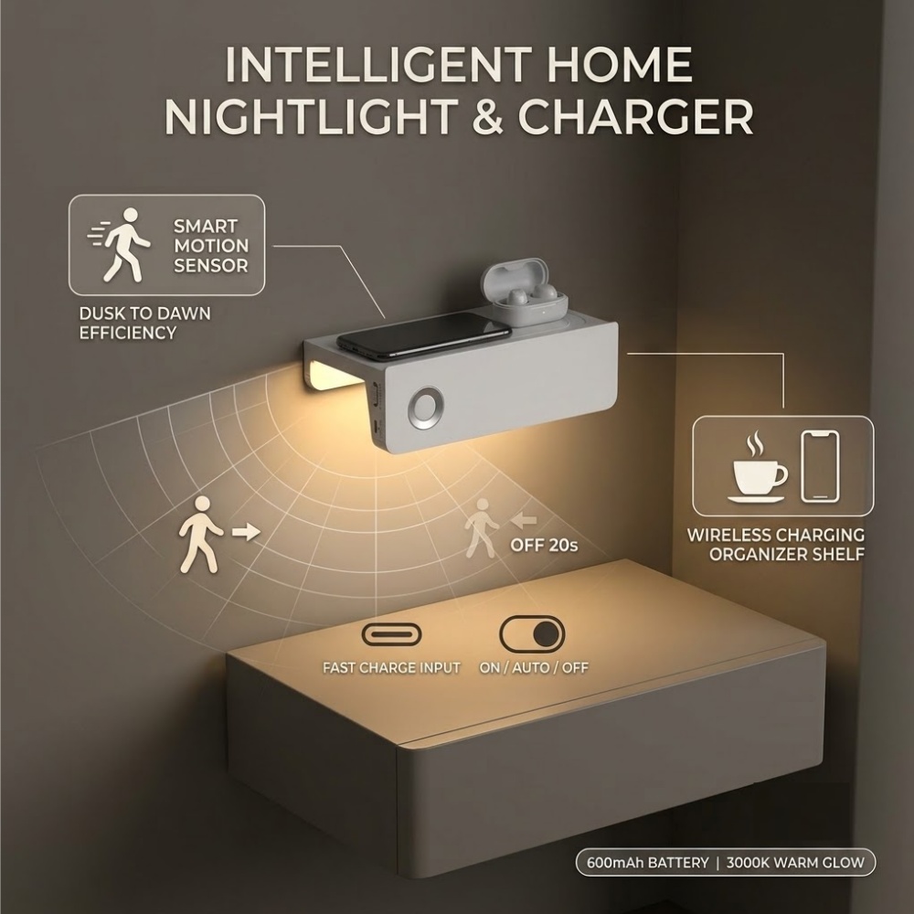 Smart Night Light - Kabellose LED-Schranklampe mit Intelligenter Bewegungserkennung, Nachtlicht,