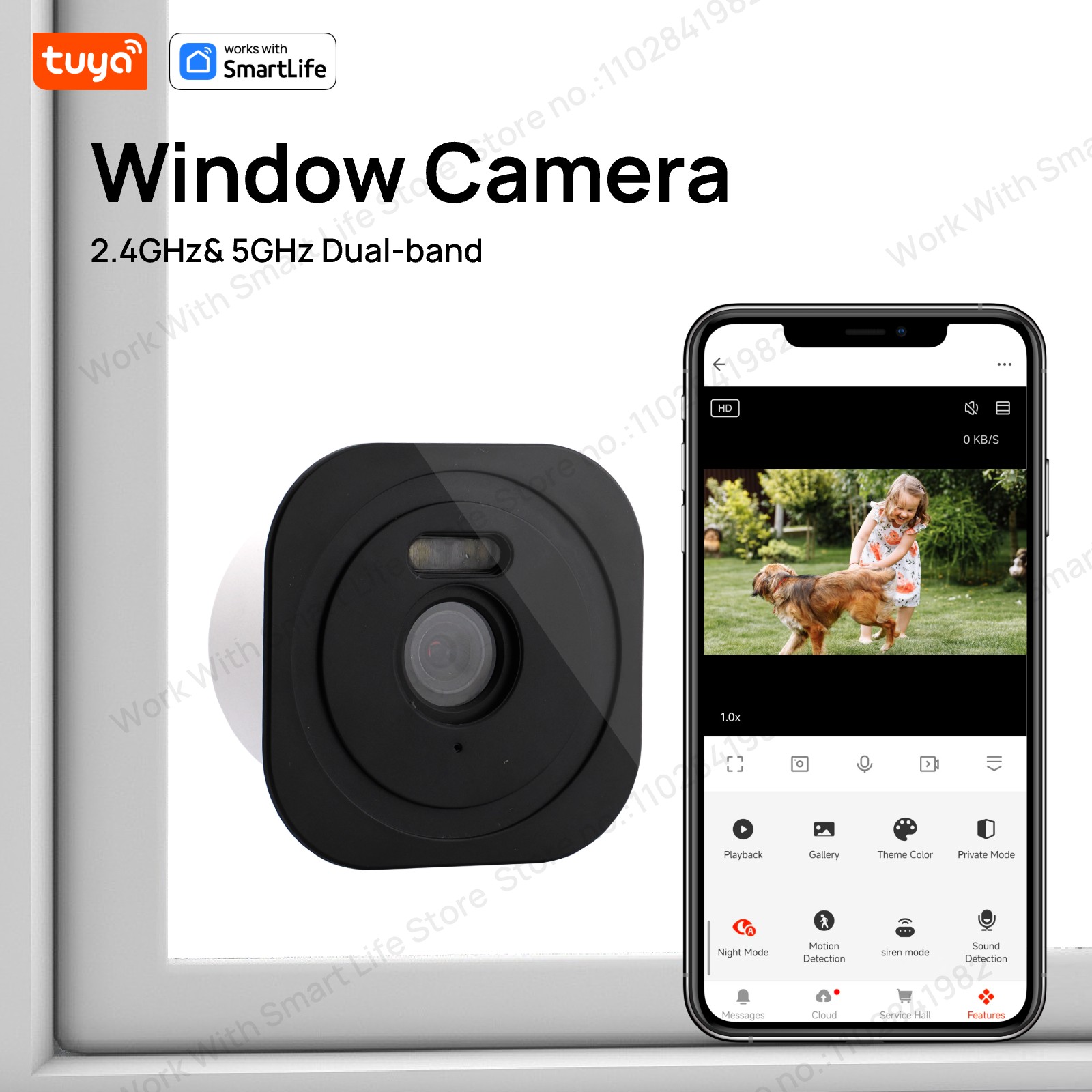 Smart Home Cctv Camera - 3MP 2K Tuya-Fensterkamera, 2,4 GHz und