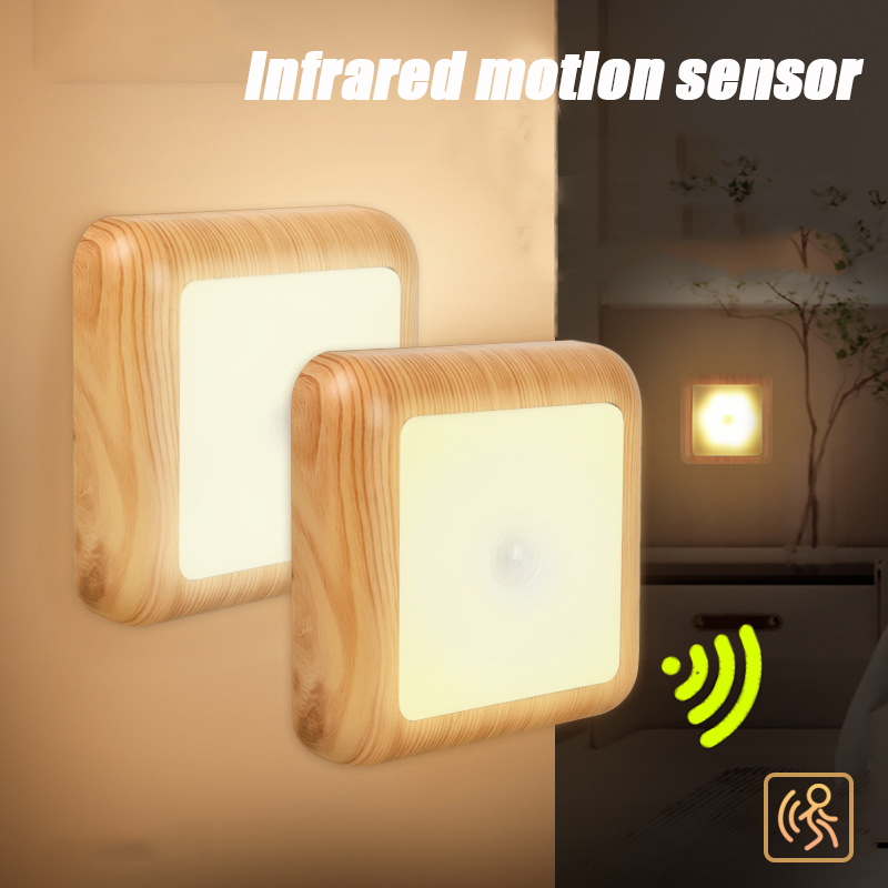 Smart Night Light - Holzmaserung, kabelloser Akku, intelligenter Körperbewegungssensor, LED-Schrank,