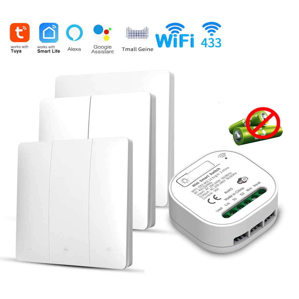 Smart Home Tools - Tuya WiFi Smart Selbstversorgender Lichtschalter, Kinetische